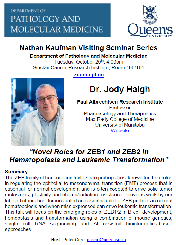Dr. Jody Haigh Seminar, October 20th, 2026